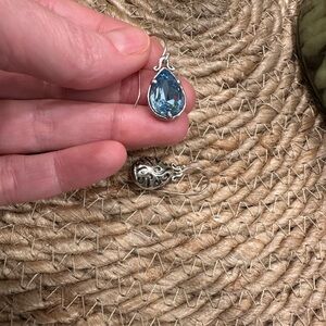 Elegant Sterling Silver Blue Topaz TearDrop Earrings